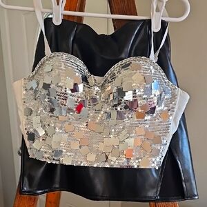 Sequin Silver Women's Top